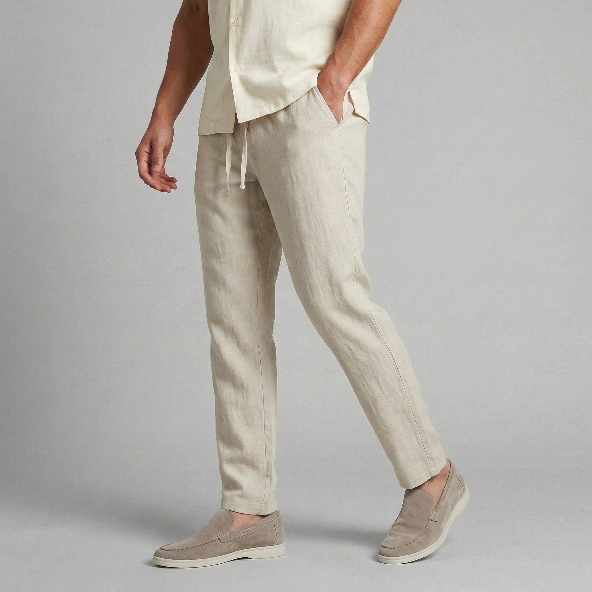 Men's Wide Leg Trousers – Relaxed Fit Lightweight Summer Pants