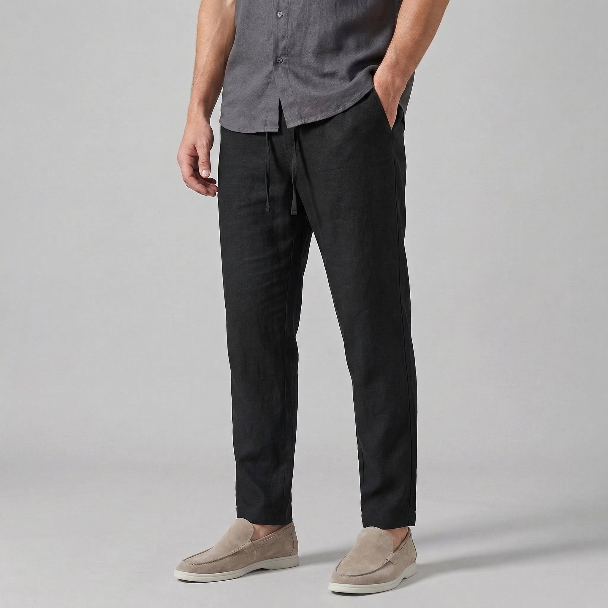Men's Wide Leg Trousers – Relaxed Fit Lightweight Summer Pants