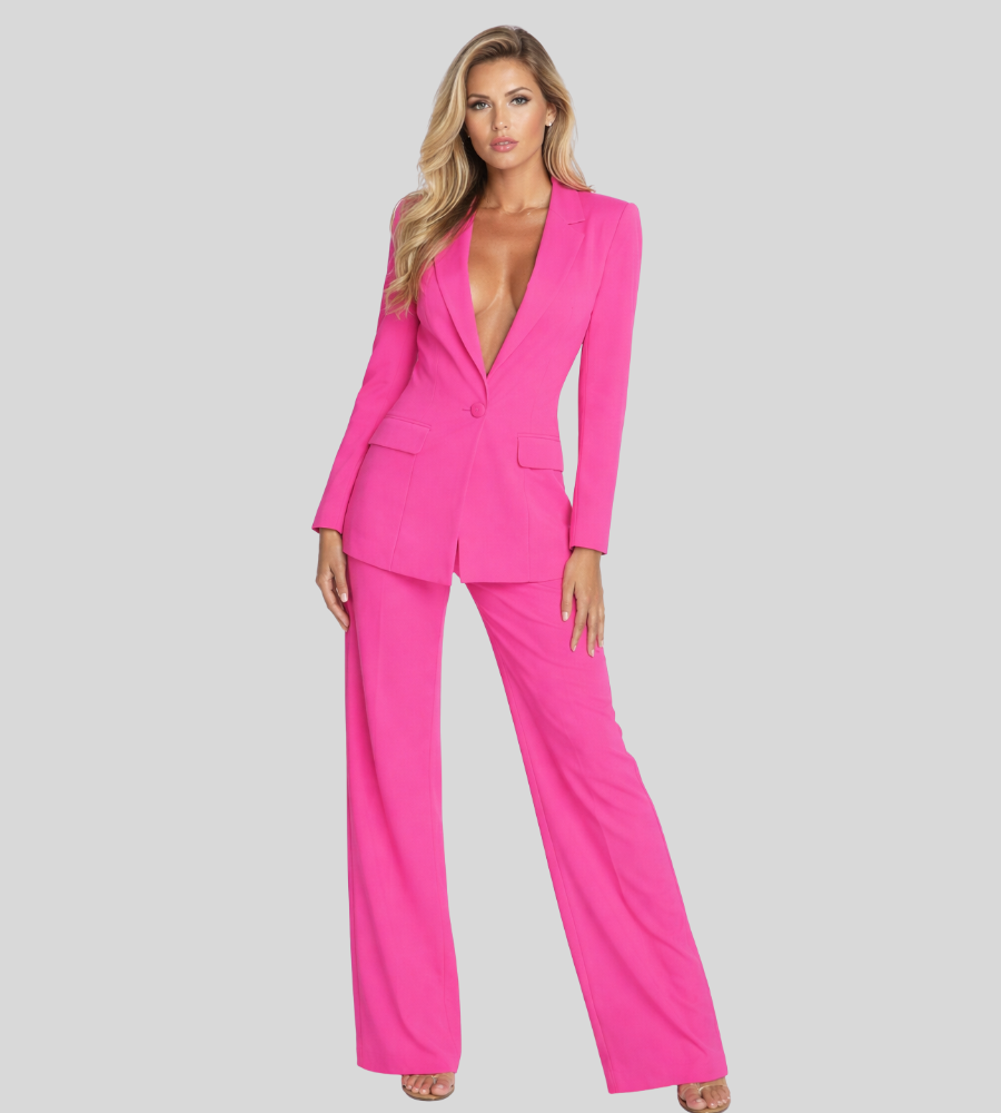 Women's Business Blazer & Wide Leg Trouser Suit Set