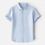 Men's Linen Short Sleeve Shirt Lightweight Breathable Button Up