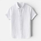 Men's Linen Short Sleeve Shirt Lightweight Breathable Button Up