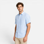 Men's Linen Short Sleeve Shirt Lightweight Breathable Button Up