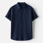 Men's Linen Short Sleeve Shirt Lightweight Breathable Button Up