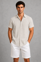 Men's Short Sleeve Button-Up Shirt – Casual Regular Fit