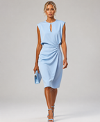 Women's Ruched Midi Dress – Cap Sleeve Cocktail & Occasion Dress