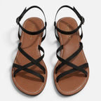 Maison Straver | Women’s Leather Sandals Flat Strappy Comfortable Ankle Strap