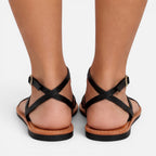 Maison Straver | Women’s Leather Sandals Flat Strappy Comfortable Ankle Strap