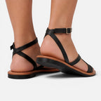 Maison Straver | Women’s Leather Sandals Flat Strappy Comfortable Ankle Strap