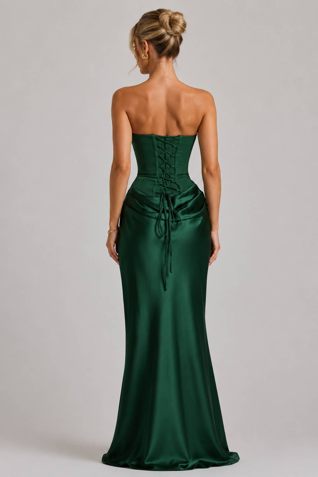 Women's Strapless Corset Satin Maxi Dress – Formal Evening Gown