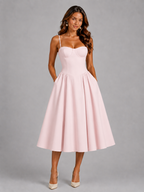 Women's Floral Midi Dress – Corset Fit & Flare Dress