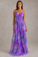 Women's Floral Maxi Dress – Tie Back Sleeveless Summer Dress