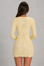 Women's Long Sleeve Lace Mini Dress – Elegant Party & Evening Dress