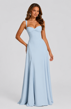 Women's Chiffon Maxi Dress – Lace-Up Formal Dress