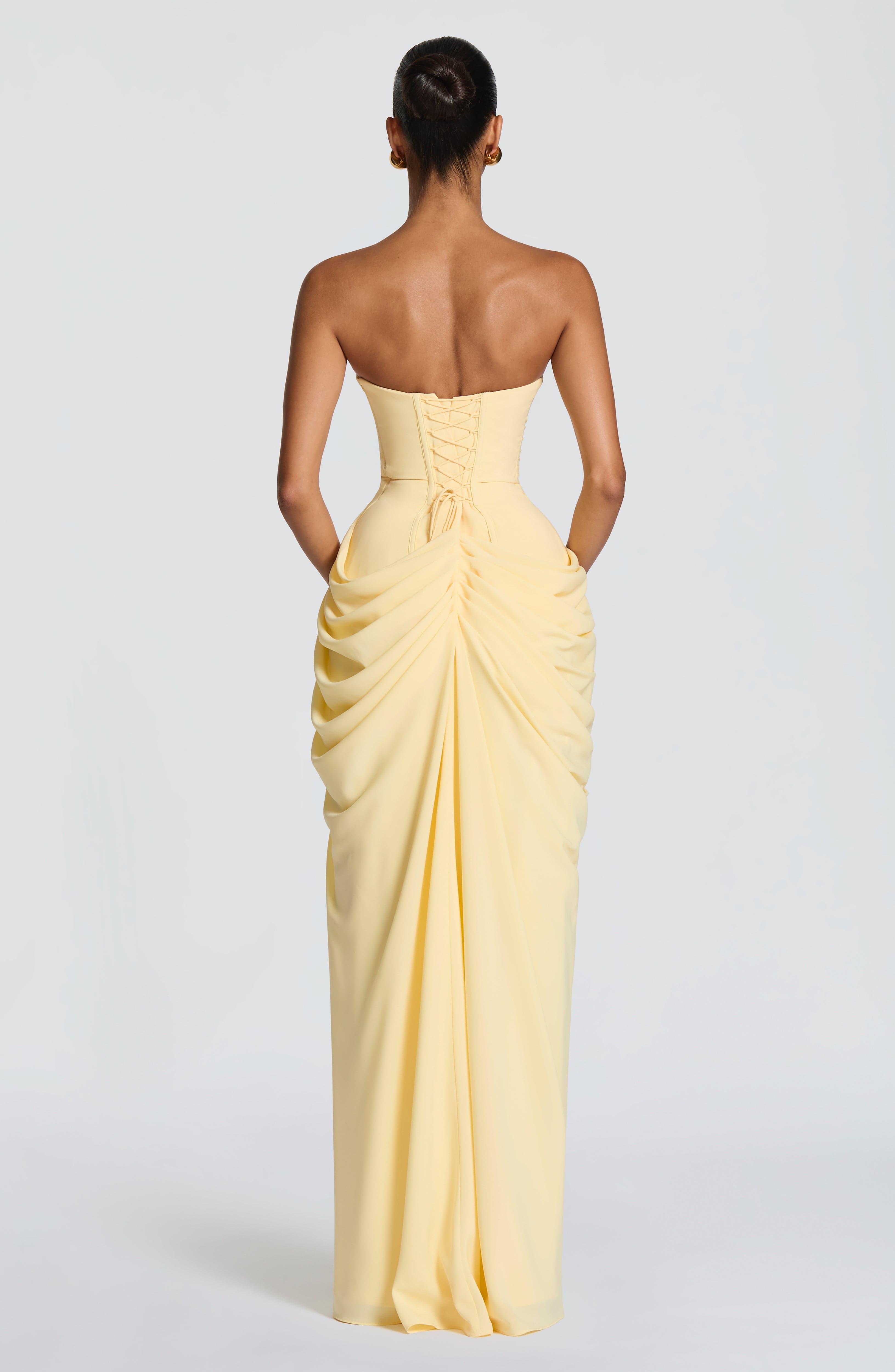 Women's Strapless Corset Maxi Dress – Formal Evening Dress